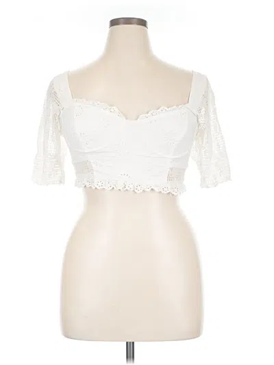 Pre-owned Altar'd State Short Sleeve Top White Sweetheart Neckline Tops