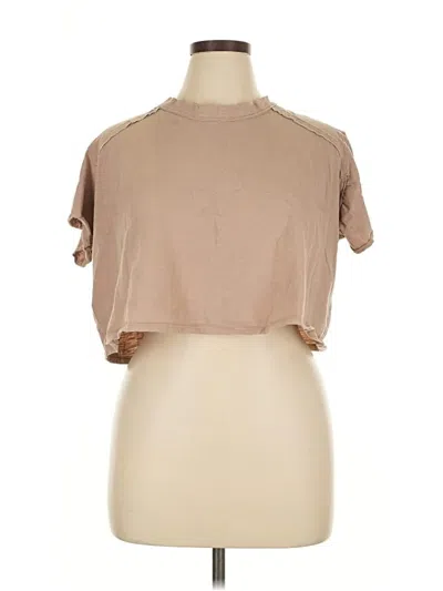 Pre-owned Altar'd State Short Sleeve Turtleneck In Brown