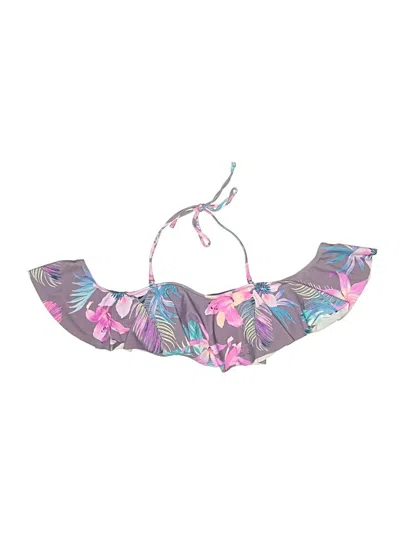 Pre-owned Altar'd State Swimsuit Top Purple Tropical Pattern Swimwear