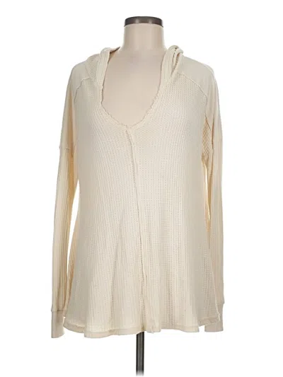 Pre-owned Altar'd State Thermal Top Ivory Plunge Neckline Tops