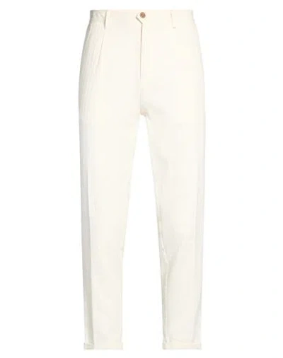 Altatensione Man Pants White Size 34 Linen, Cotton
