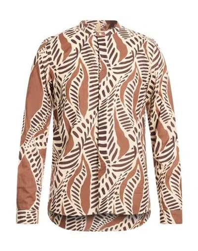 Altatensione Man Shirt Brown Size Xl Cotton In Multi