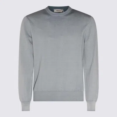 Altea Blue Denim Cotton Knitwear In Navy