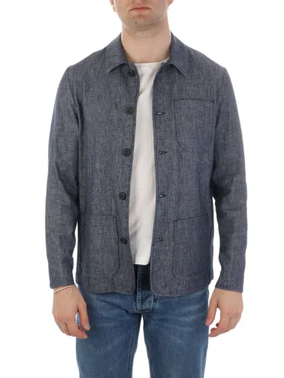 Altea Blue Textured Fabric Button-up Jacket In Gray