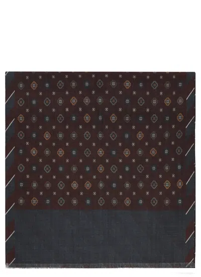 Altea Bordeaux Wool Geometric Scarf In Brown