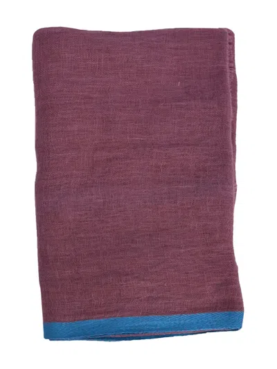 Altea Border-detail Linen Scarf In Purple