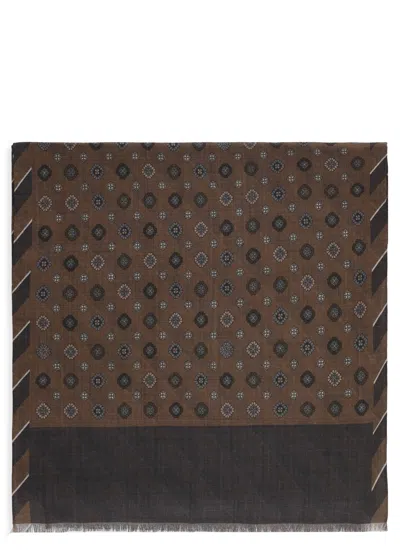 Altea Brown Wool Geometric Scarf