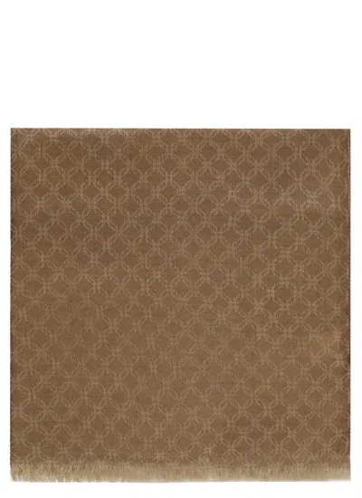 Altea Brown Wool-blend Geometric Scarf