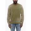 Altea Brushed Cotton Crewneck Sweater In Green