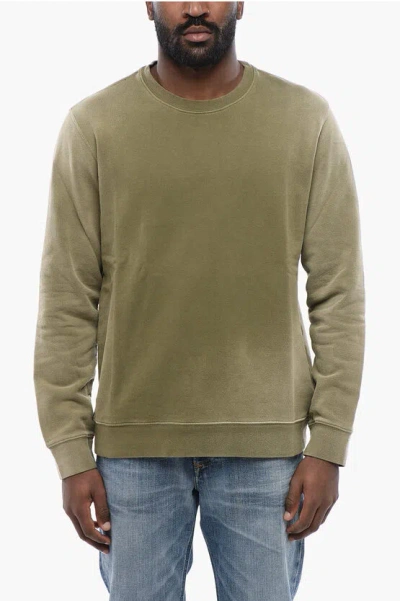 Altea Brushed Cotton Crewneck Sweater In Green