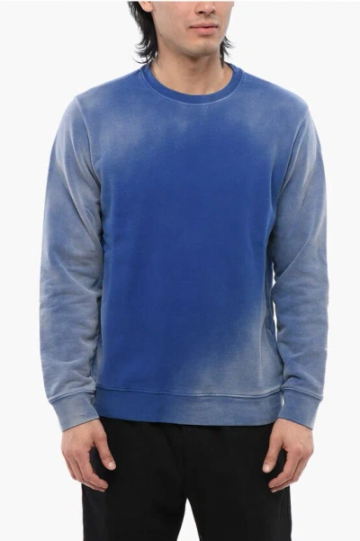 Altea Brushed Cotton Crewneck Sweater In Blue