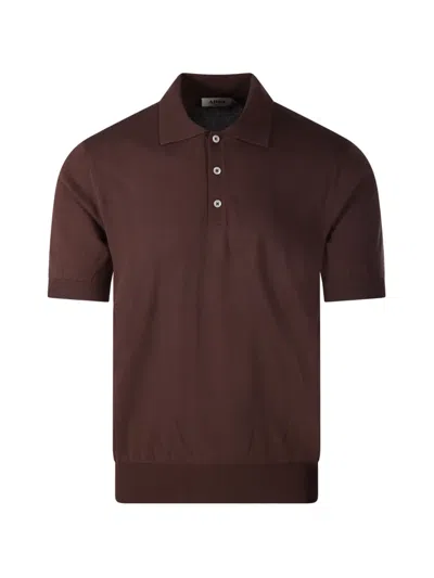 Altea Button Short-sleeve Polo Shirt In Brown