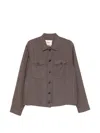 Altea Buttoned Linen Jacket In Brown