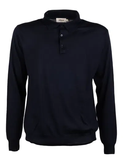 Altea Buttoned Long-sleeve Polo Shirt In Blue