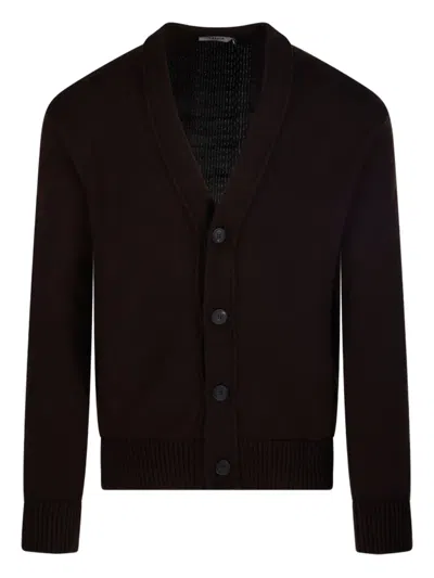 Altea Buttoned V-neck Cardigan In Brown