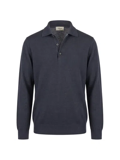 Altea Button-fastening Long-sleeve Polo Shirt In Blue