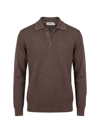Altea Button-fastening Long-sleeve Polo Shirt In Brown