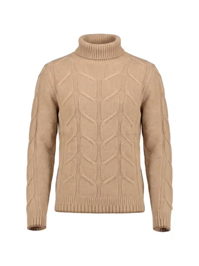 Altea Cable-knit Wool Sweater In Brown