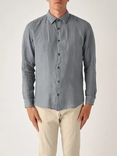 Altea Camicia M/l Collo Aperto Full-button Lino 100% Shirt In Gray