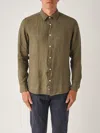Altea Camicia M/l Collo Aperto Full-button Lino 100% Shirt In Green