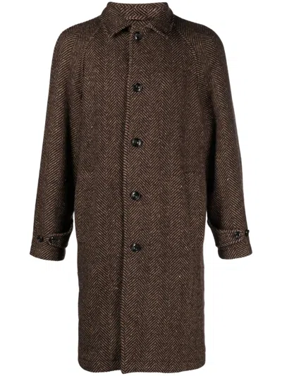 Altea Chevron-knit Virgin-wool Coat In Braun
