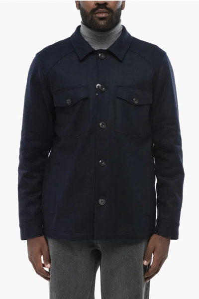 Altea Cloth Wadford Overshirt With Raw-cut Hems In Black