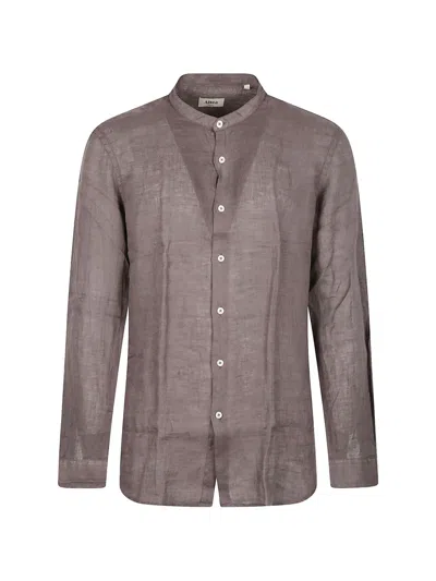 Altea Collarless Button Shirt In Brown