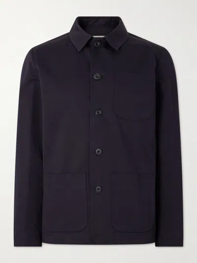 Altea Constantin Cotton And Linen-blend Overshirt In Blue