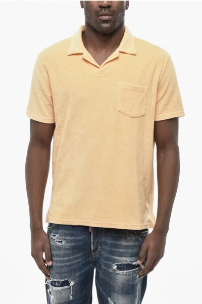 Altea Cotton Terry Open-collar Polo Alicudi With Pocket In Neutral
