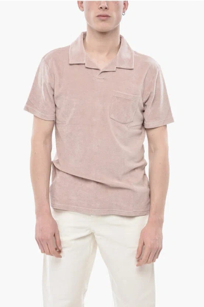 Altea Cotton Terry Polo Alicudi Open Collar With Pocket In Pink