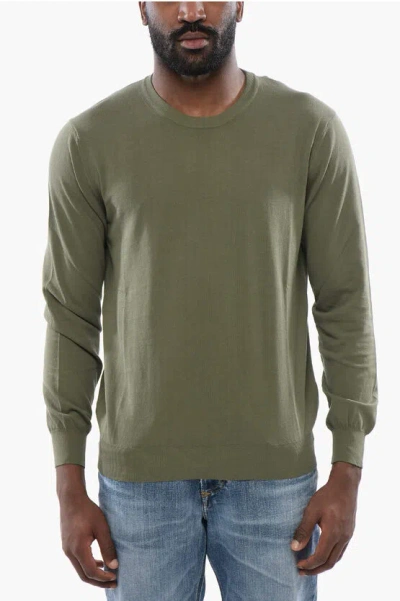 Altea Crepe Cotton Crewneck Sweater In Green