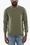 Altea Crepe Cotton Crewneck Sweater In Green