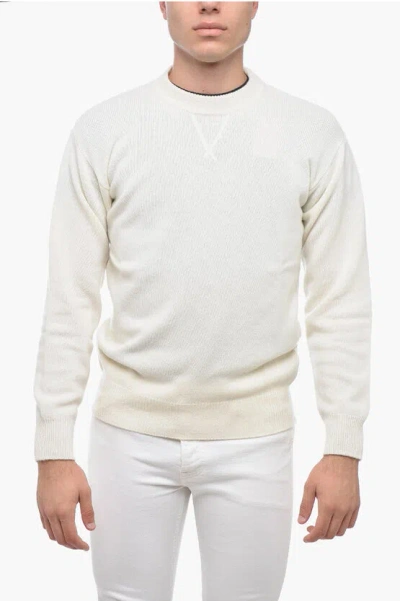 Altea Crew Neck Cashmere Blend Sweater In White
