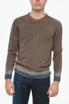 Altea Crew Neck Cashmere Blend Sweater With Degradè Bottom In Brown