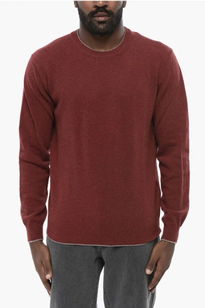 Altea Crew Neck Icon Virgin Wool Sweater With Contrasting Patches In Burgundy