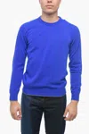 Altea Crew Neck Icon Virgin Wool Sweater With Contrasting Patches In Blue