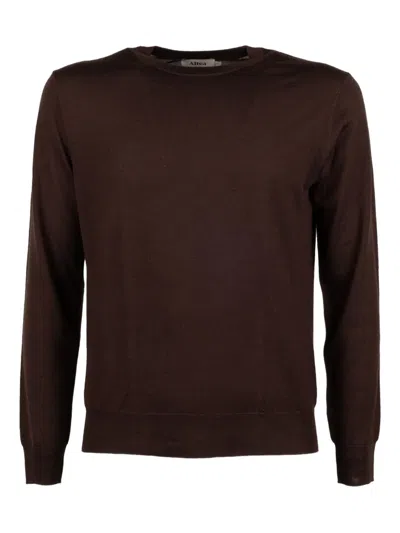 Altea Crew-neck Long-sleeve Sweater In Brown