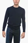 Altea Crew Neck Lunetta Virgin Wool Sweater With Patches In Blue