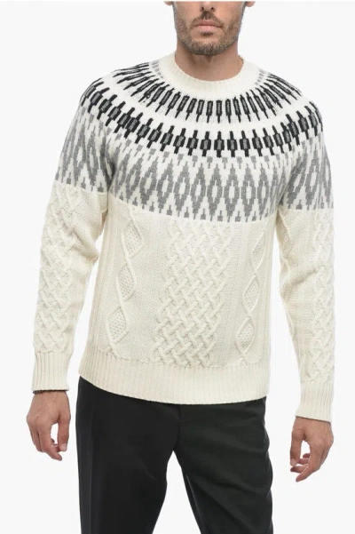 Altea Crew Neck Norvegese Cashmere Blend Sweater In White