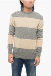 Altea Crew Neck Rugby Alpaca Blend Sweater With Awning Motif In Gray