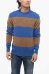 Altea Crew Neck Rugby Alpaca Blend Sweater With Awning Motif In Burgundy