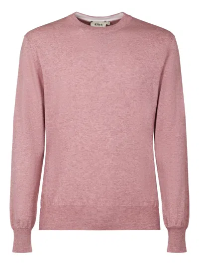 Altea Cotton Wool Rasata Crewneck Sweater In Pink