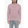 Altea Crew Neck Treccia Aran Virgin Wool Sweater In Pink