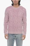 Altea Crew Neck Treccia Aran Virgin Wool Sweater In Pink