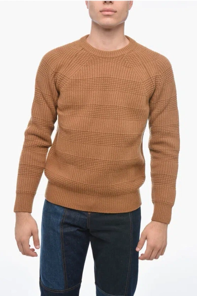 Altea Crew Neck Virgin Wool Pullover In Brown