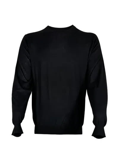 Altea Crew-neck Fine-knit Sweater In Black