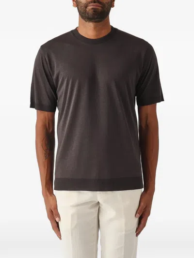 Altea Crew-neck Knitted T-shirt In Brown