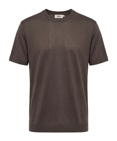 Altea Crew-neck Linen T-shirt In Brown
