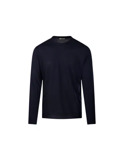 Altea Dark Lyocell-blend Long-sleeve T-shirt In Blue
