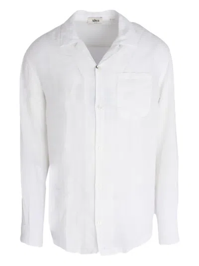 Altea Elliot Revere-collar Linen Shirt In White